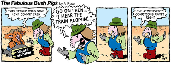 Pig tries to get spider to sing Folsom Prison