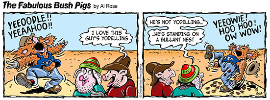 pig dances and yodels on ant nest