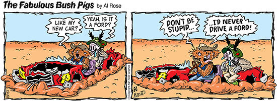 Pigs in wrecked car, won't drive a ford