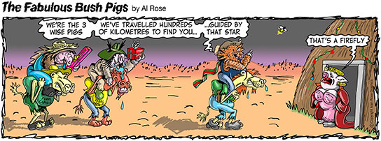 Bush Pigs Xmas cartoon 2017