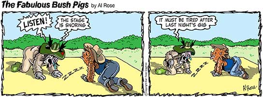 Vague Harry is sleeping under the stage