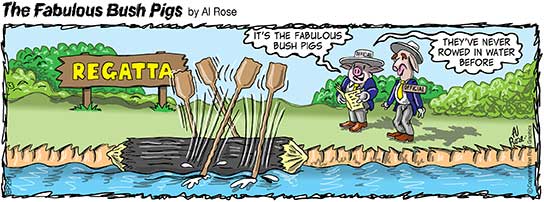colour cartoon strip about a rowing race
