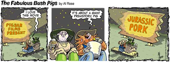 Pigs watch Jurassic Movie