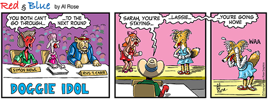 cartoon about a red kelpie and a blue heeler