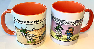 2 ceramic cartoon strip mugs